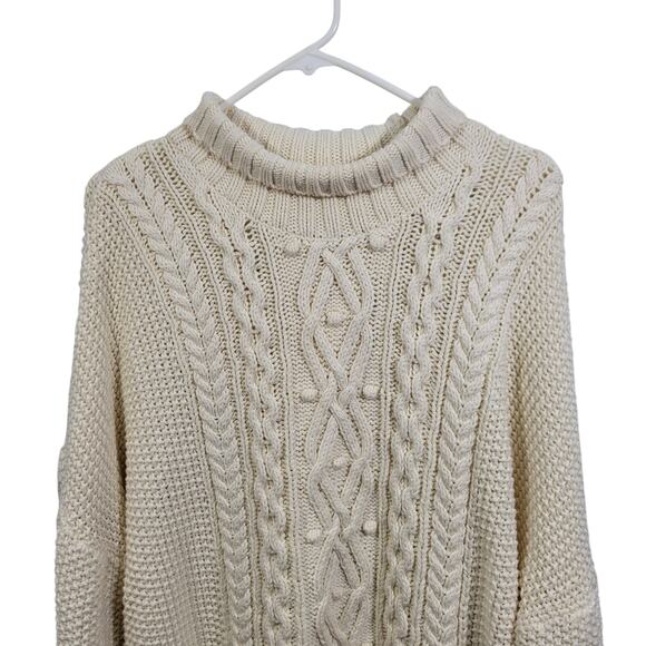 Vineyard Vines Women's Tipped Island Fisherman Cream Mock Neck Sweater Size XL - Picture 3 of 6